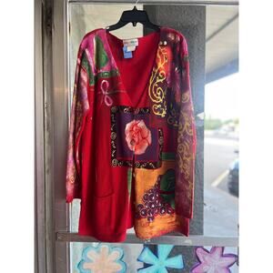 Vintage 1990's hand painted Kolorway cardigan sweater size 2